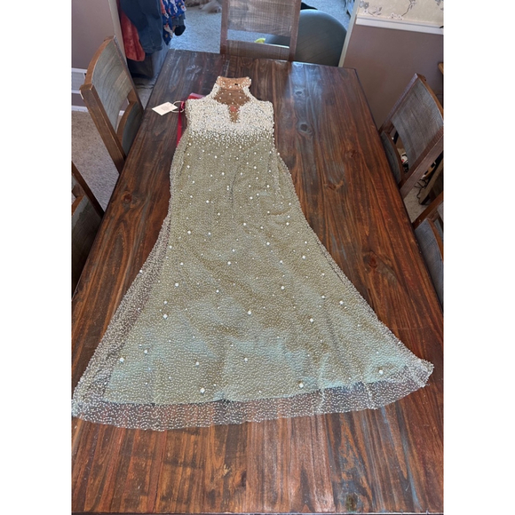 Miss Circle Sage Green Gown Small 4-6 Prom Formal - Picture 9 of 12